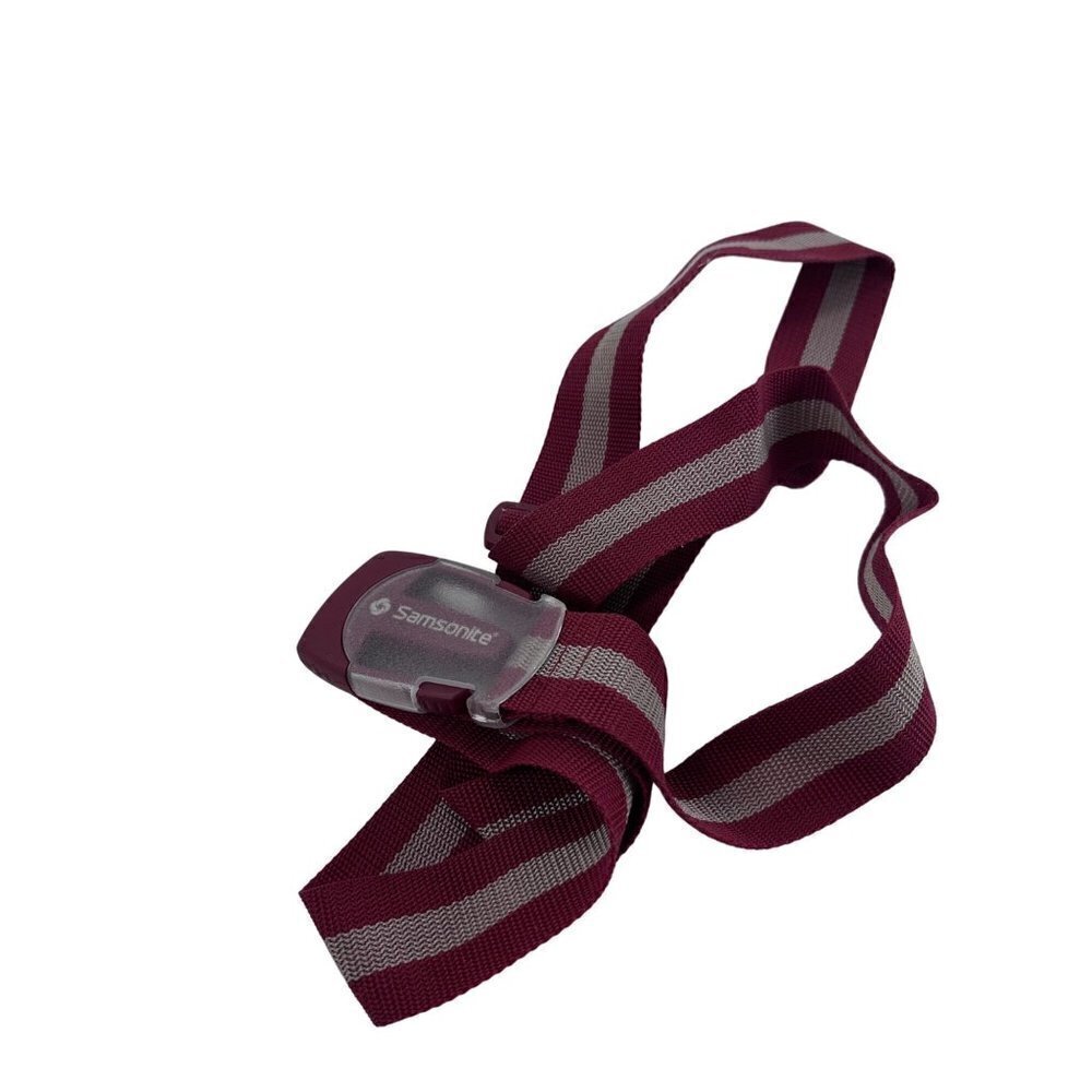 * Samsonite Maroon and White Vintage Luggage Strap